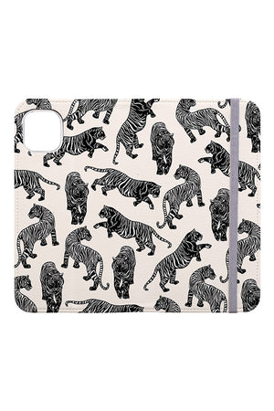 
            
                Load image into Gallery viewer, Tigers Pattern Wallet Phone Case (Monochrome) | Harper &amp;amp; Blake
            
        