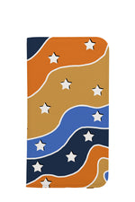 Wavy Stars Stripe Wallet Phone Case (Blue)