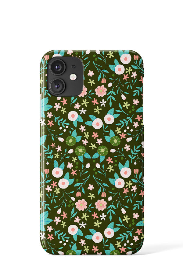 Spring Flower Doodles by Nadine Thaslim Phone Case (Green) | Harper & Blake