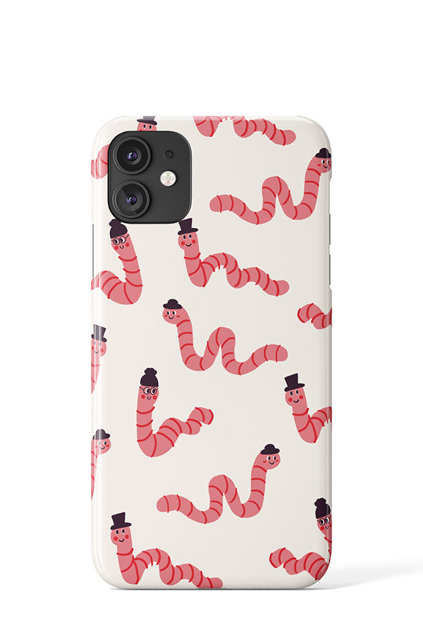 Worms With Hats Scatter Phone Case (Beige)
