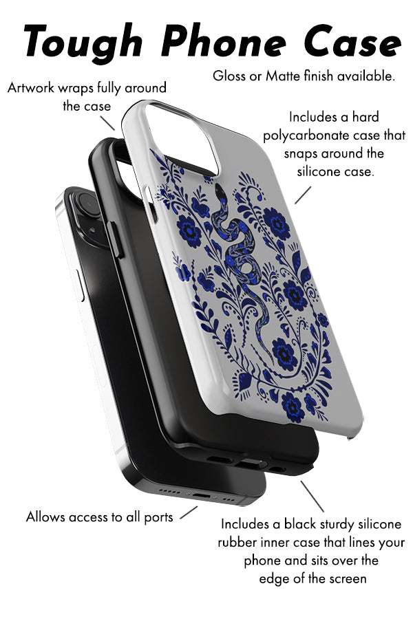 Floral Snake Phone Case (Off White) | Harper & Blake